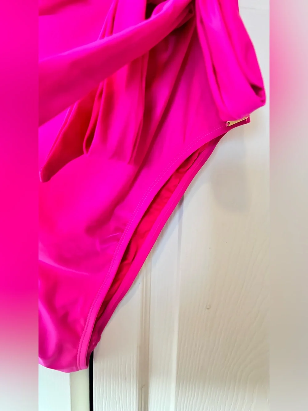 NWT RELLECIGA One Shoulder Colorblock One Piece Swimsuit Pink Large MSRP $120